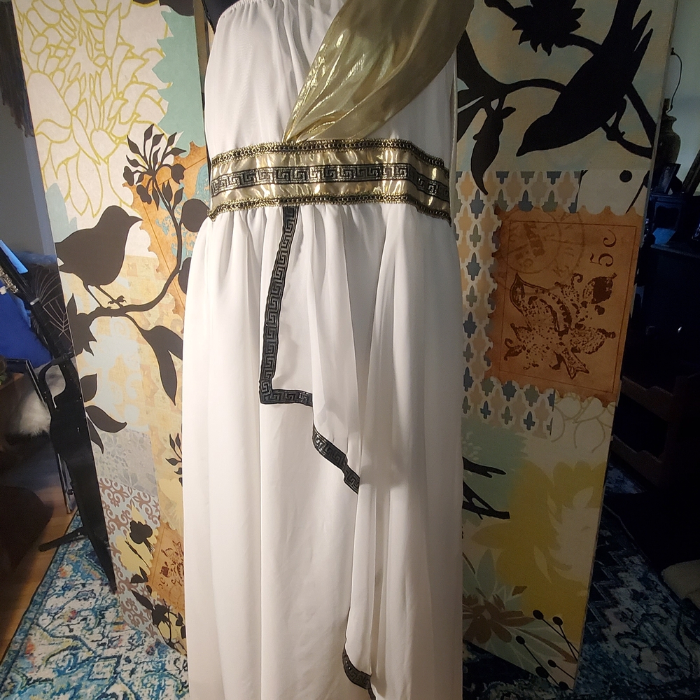 White and Gold Grecian Dress Size XXL